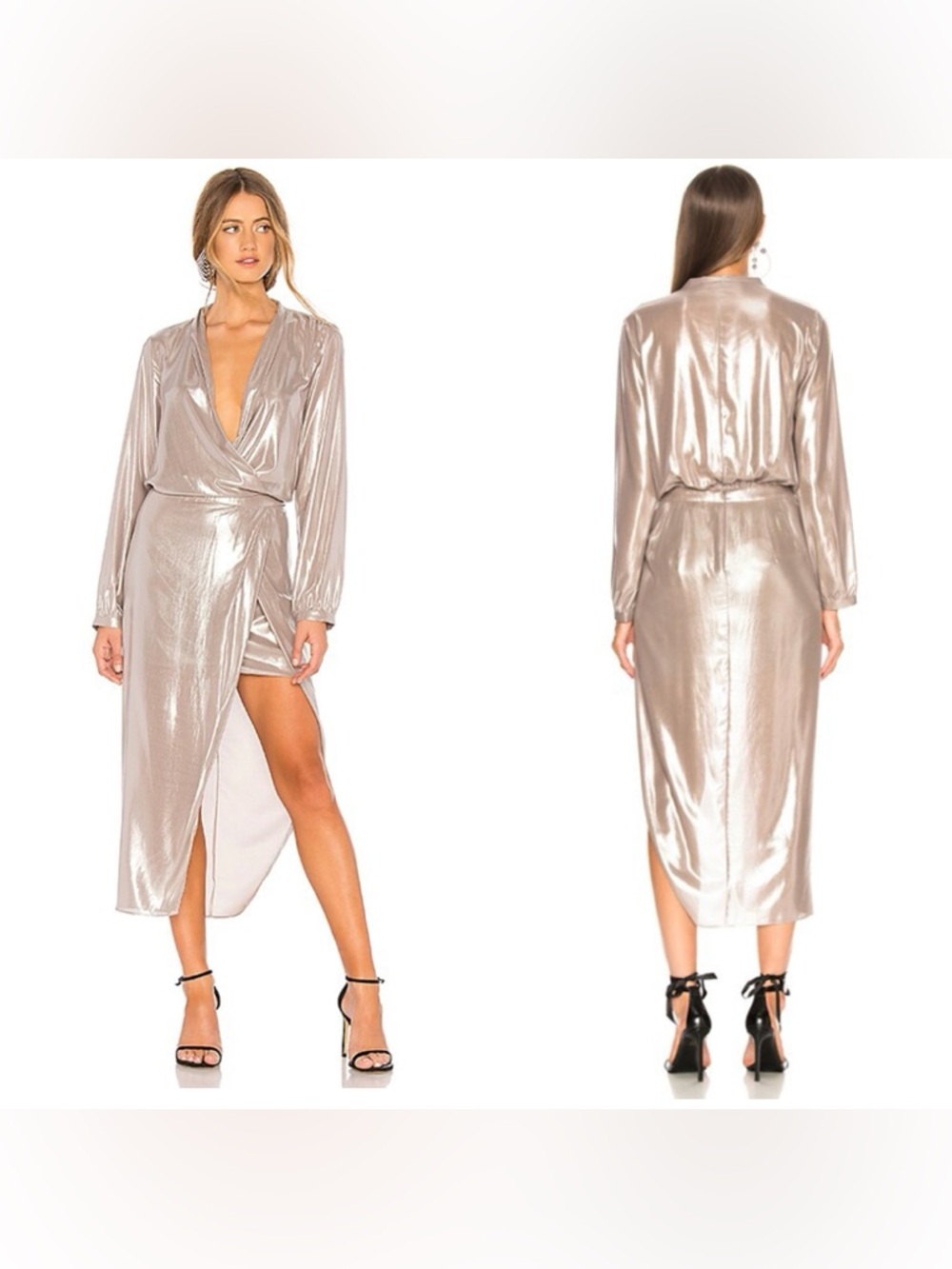 Michelle Mason Wrap Dress in Oyster size 2